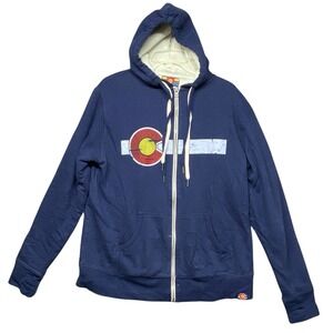 YoColorado Dark Blue Full Zip Zip-Up‎ Hoodie Sweatshirt- Sz Medium Thumb Holes